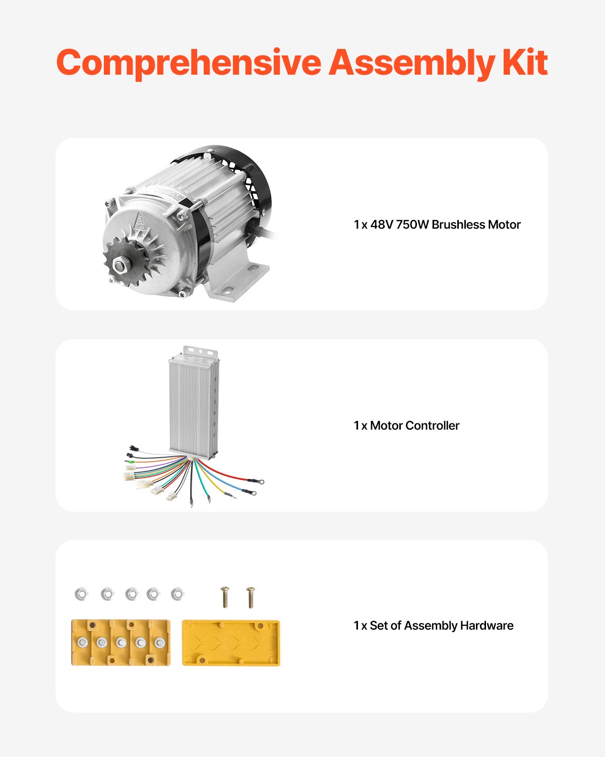 Uimoso 48V 750W Brushless DC Motor Kit with Enhanced Speed Controller, 2700 RPM