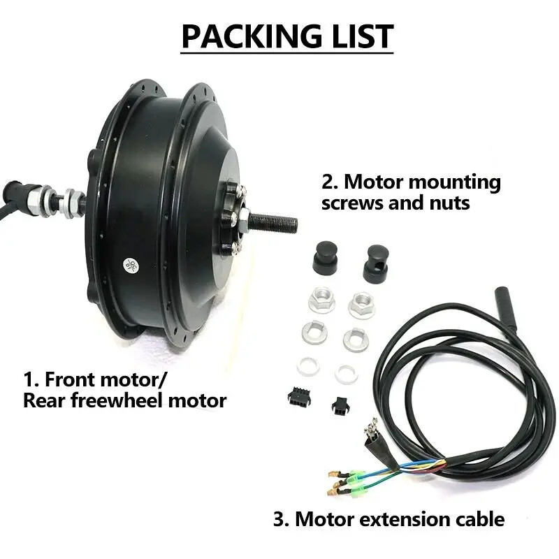 48V 500W -2000W High Speed Ebikes Bruthless Gear Rear Front Powerful Hub Motor