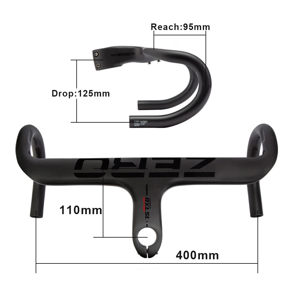 400/420/440mm Carbon Road Racing Bike Integrated Handlebar 1-1/8″ Drop Bar