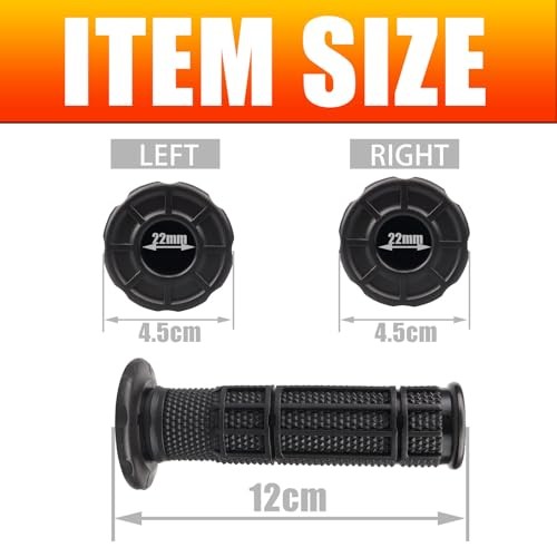 7/8» ATV Grips Upgrade Universal Handlebar Grips Soft Rubber Thumb Black