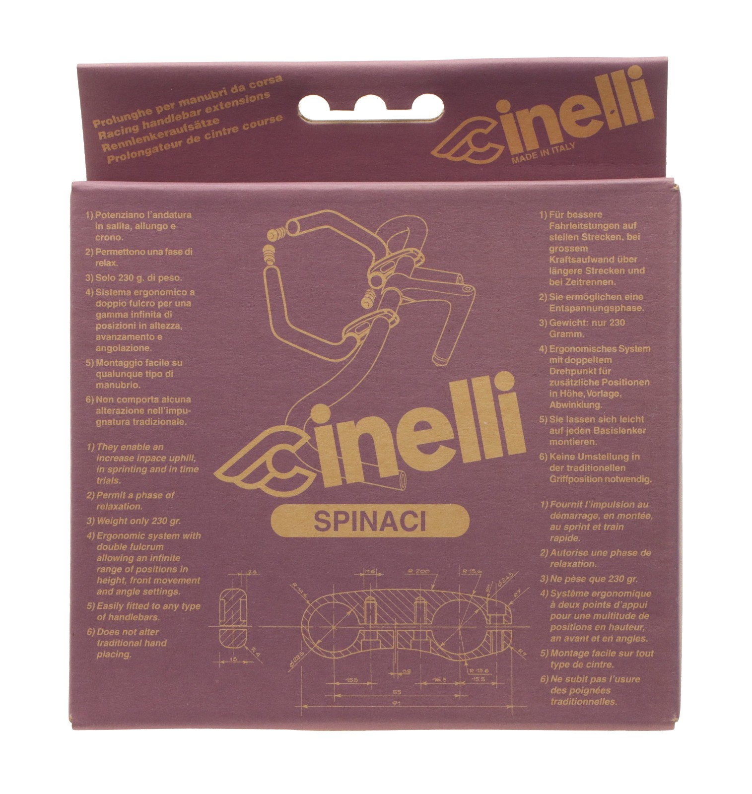 Cinelli Spinaci Handlebar Extensions Metallic Black Time Trial NEW NOS NIB