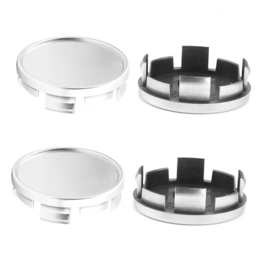 4Pcs 63mm(2.48inch) Wheel Center Caps for 63mm Outer, 59mm Inner, Silver Silver