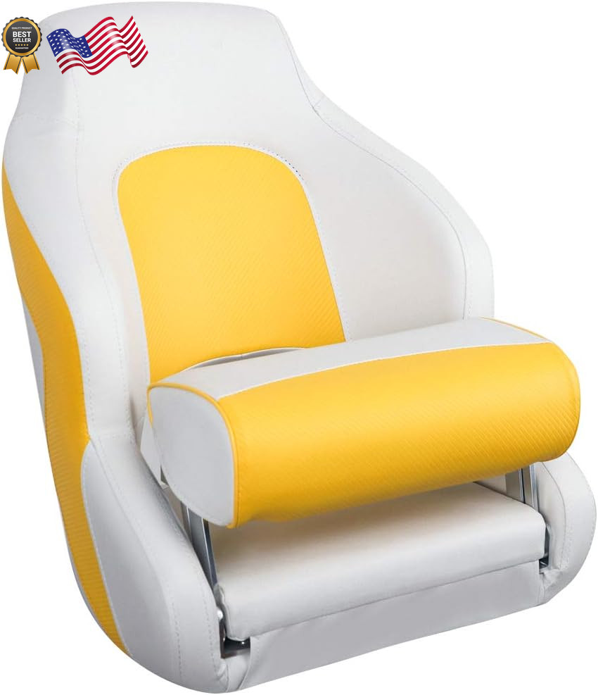 MSC Captain Boat Seat (White/Yellow) FREE SHIPPING USA ONLY