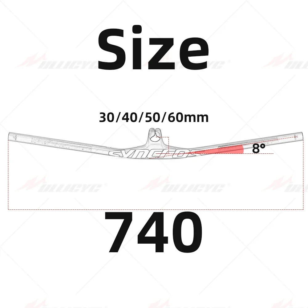 28.6mm -8 Degree Full Cabon Fiber MTB Bicycle Integrated Handlebar 740mm