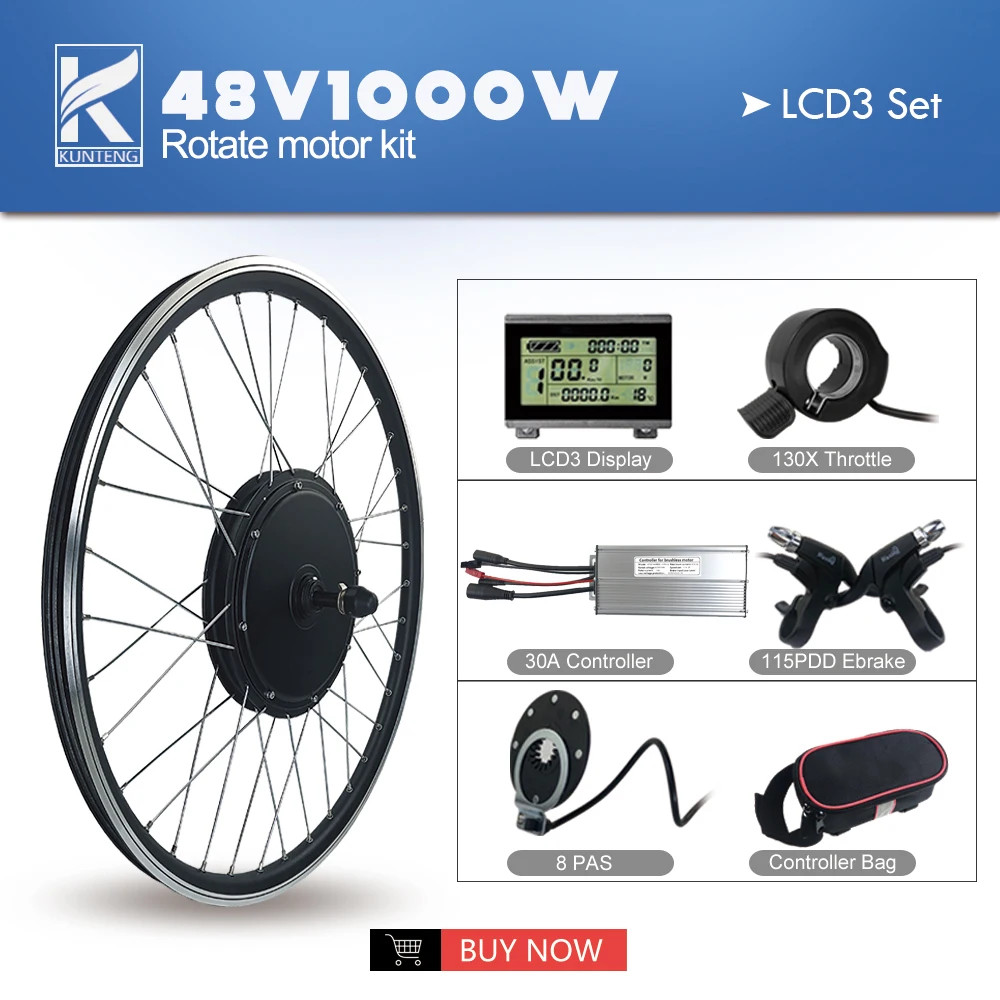 Electric Bicycle Conversion Kit 48V 1000W Rear Rotate Hub Motor Wheel