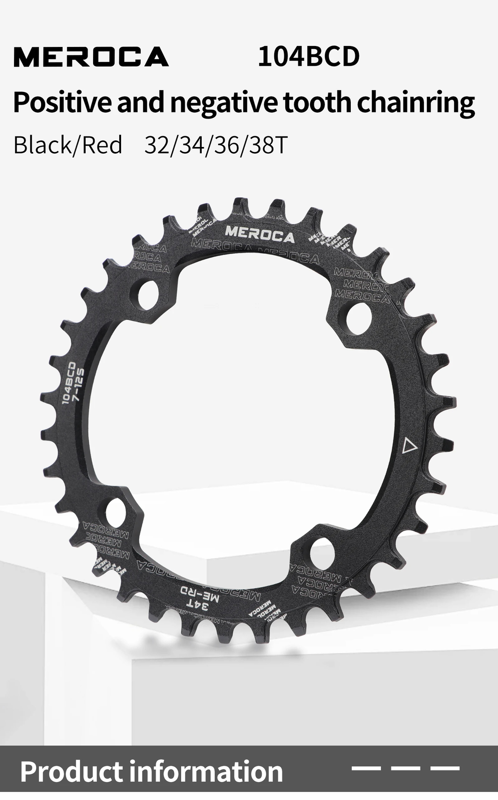 104BCD Mountain Bike Chainring 32T 34T 36T 38T Bicycle Crankset Tooth Chainwheel