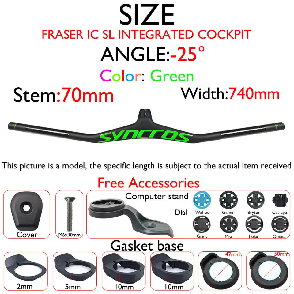 Carbon Fiber MTB Bicycle Integrated Handlebar with Stem Angle -8/-17/-25 Degree