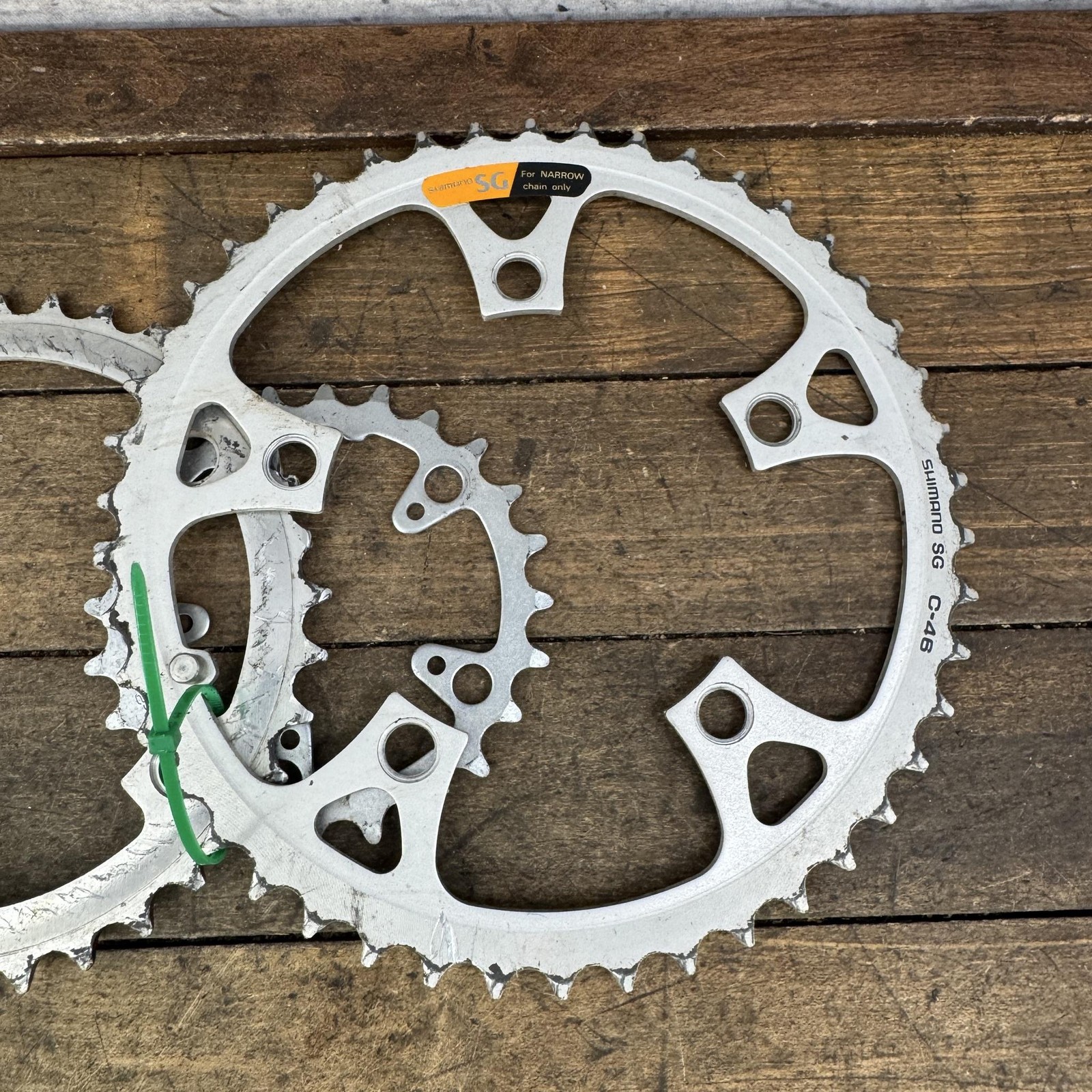 Vintage Shimano SG 46/36/24T Chainring Set 110/74 BCD Silver MTB Triple Deore