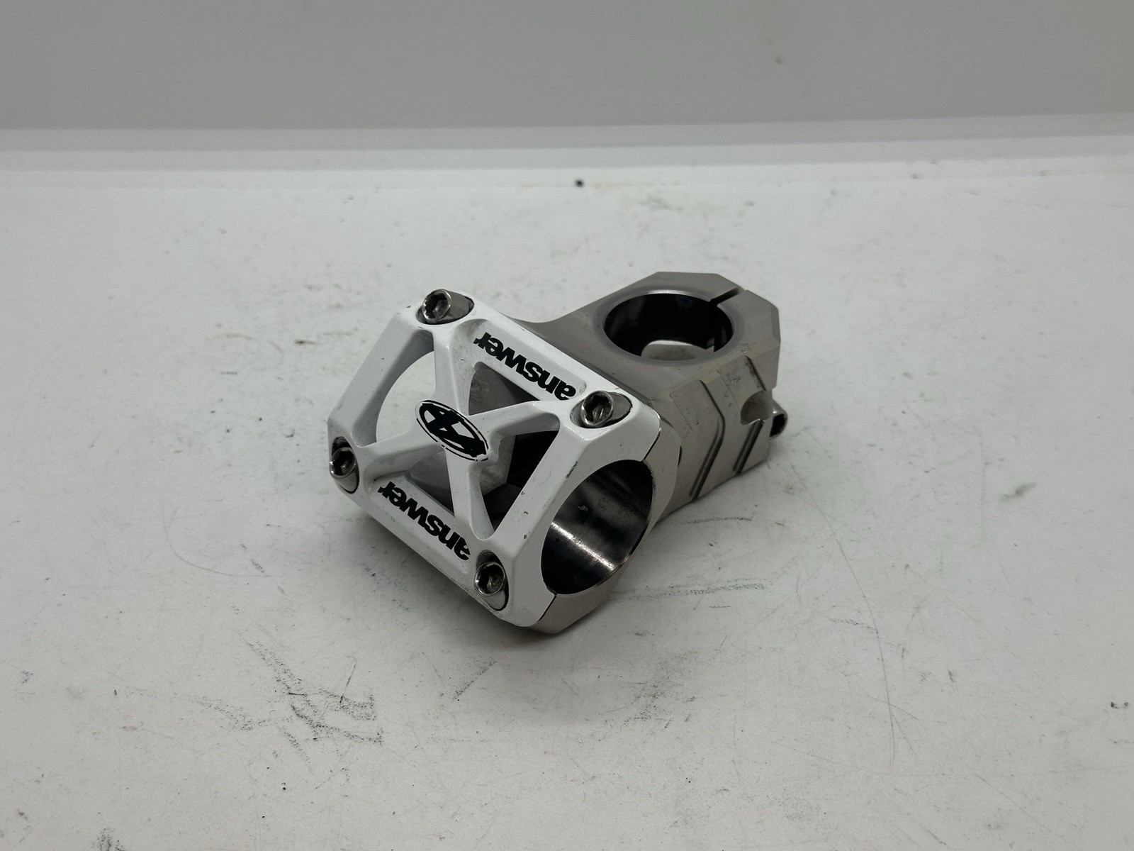 Answer CNC MTB Stem 50mm White Silver 31.8 Clamp 1 1/8 Threadless Mountain Bike