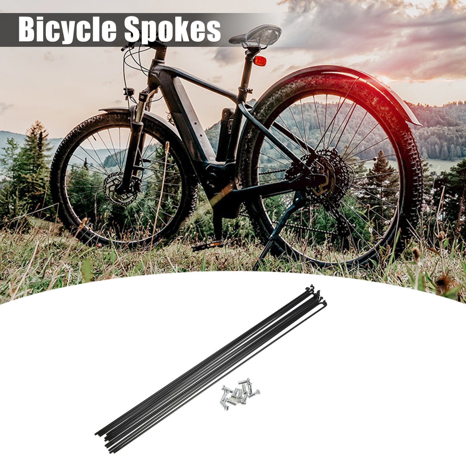 12 Pcs 14G J Bend 282mm x 2mm Bike Bicycle Spokes with Nipples Steel Black