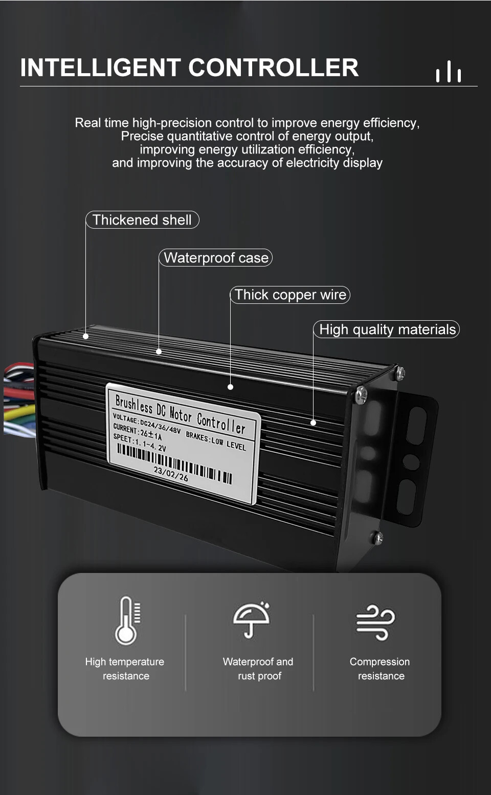 E-Bike 3 Mode Controller Motor Brushless Controller 250W-1000W with LCD Display