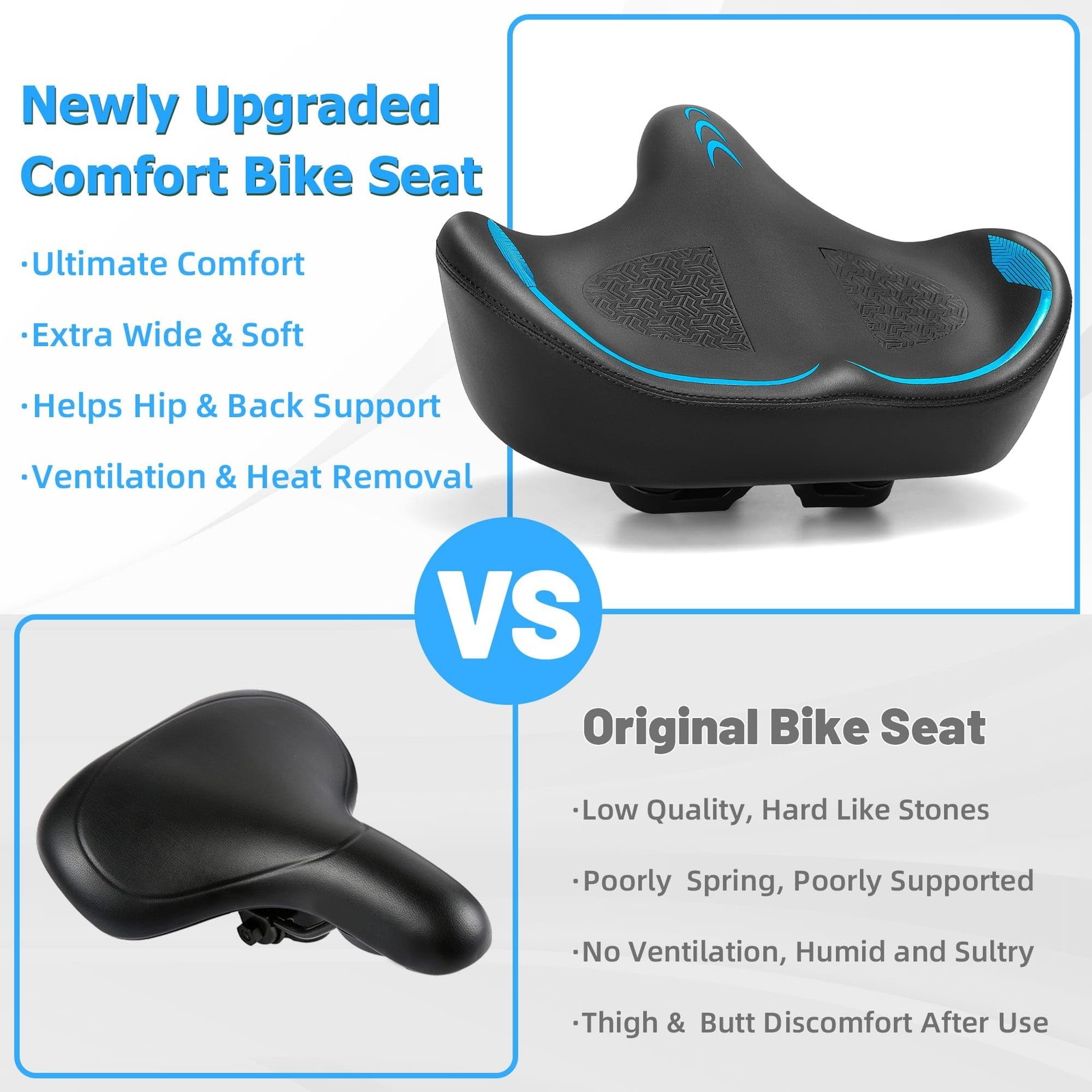 CDYWD Oversized Bike Seat for Men & Women Comfort, Extra Wide Bicycle Seat Cu…