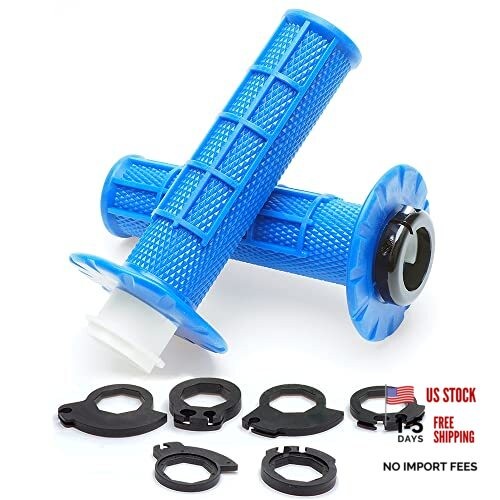 Anti-Slip Lock on Twist Throttle Handlebar Grips for Motorcycle Dirt bike Blue