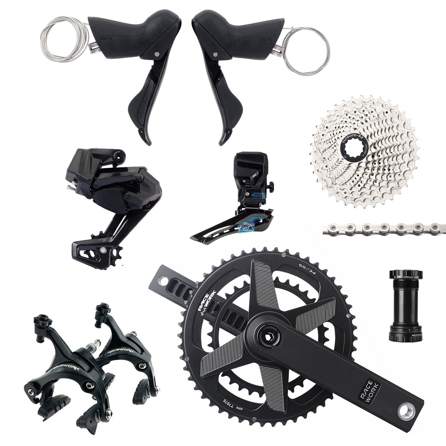 WHEELTOP EDS TX Wireless Electronic 2×11 Alloy Crankset Full Kit Rim Brake Road