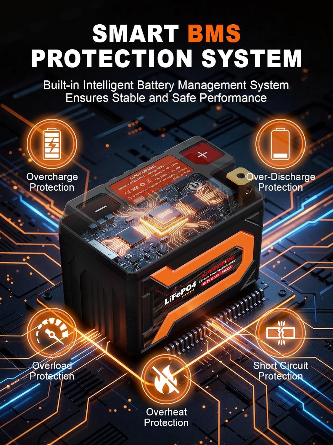 Lithium Motorcycle Battery YTX4L-BS / YTZ5S-BS, 12.8V 2.5Ah YTX4L-BS 2.5Ah