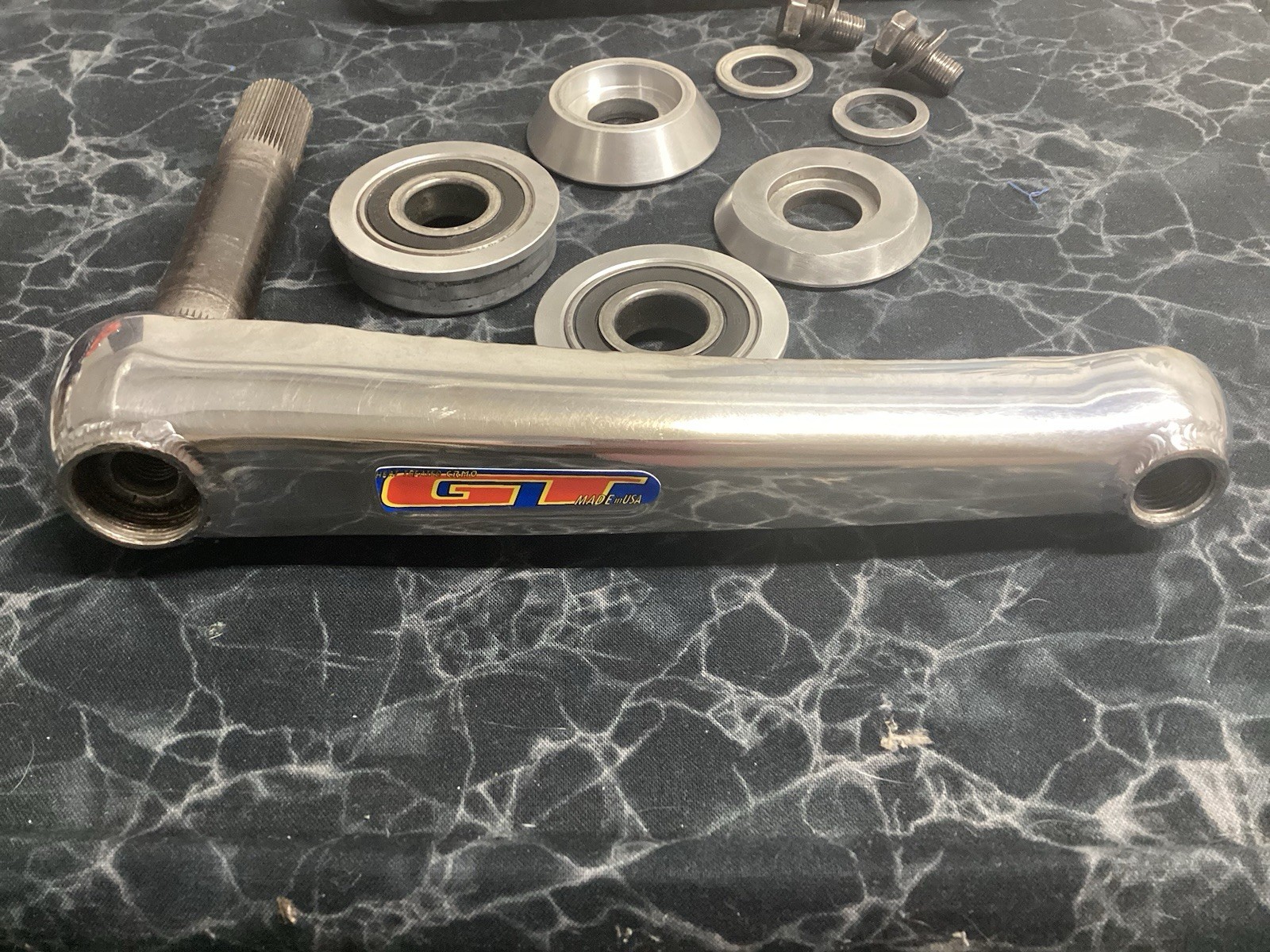 GT Overdrive Cranks 180mm Excellent Condition W/BB & Hardware BMX 1990’s Rare