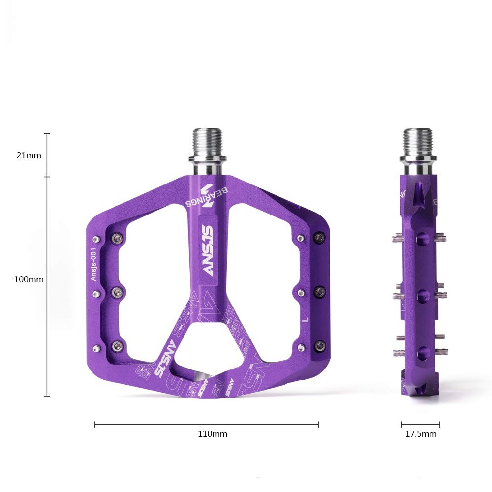 ANSJS Mountain Bike Pedals MTB Pedals Bicycle Flat Pedals Aluminum 9/16″ Seal…