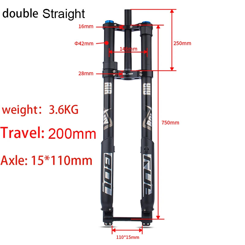 Eectric Bicycle Air Suspension 15*150mm Fork 160MM Thru Axle Inverted Fork