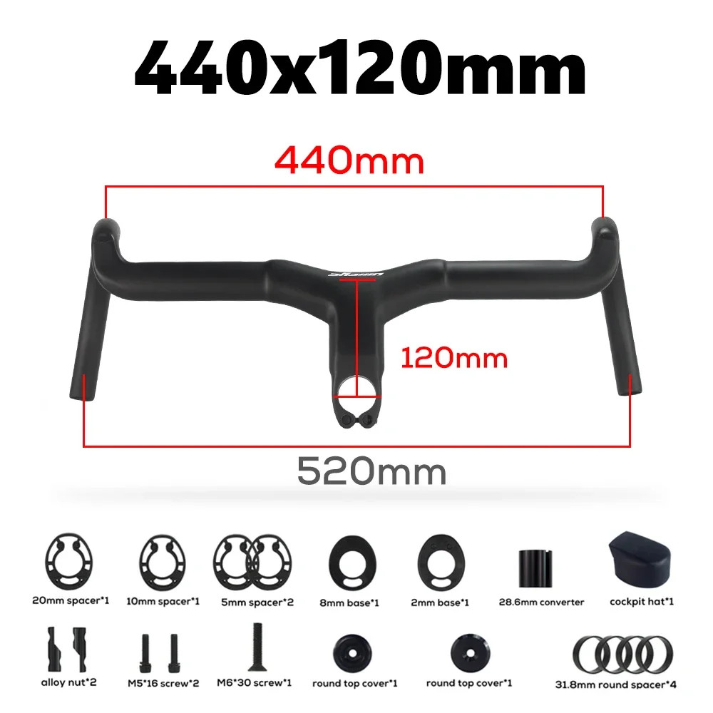 Full Carbon Fiber Integrated Road Bicycle Handlebar -6 Degree 31.8mm Clamp