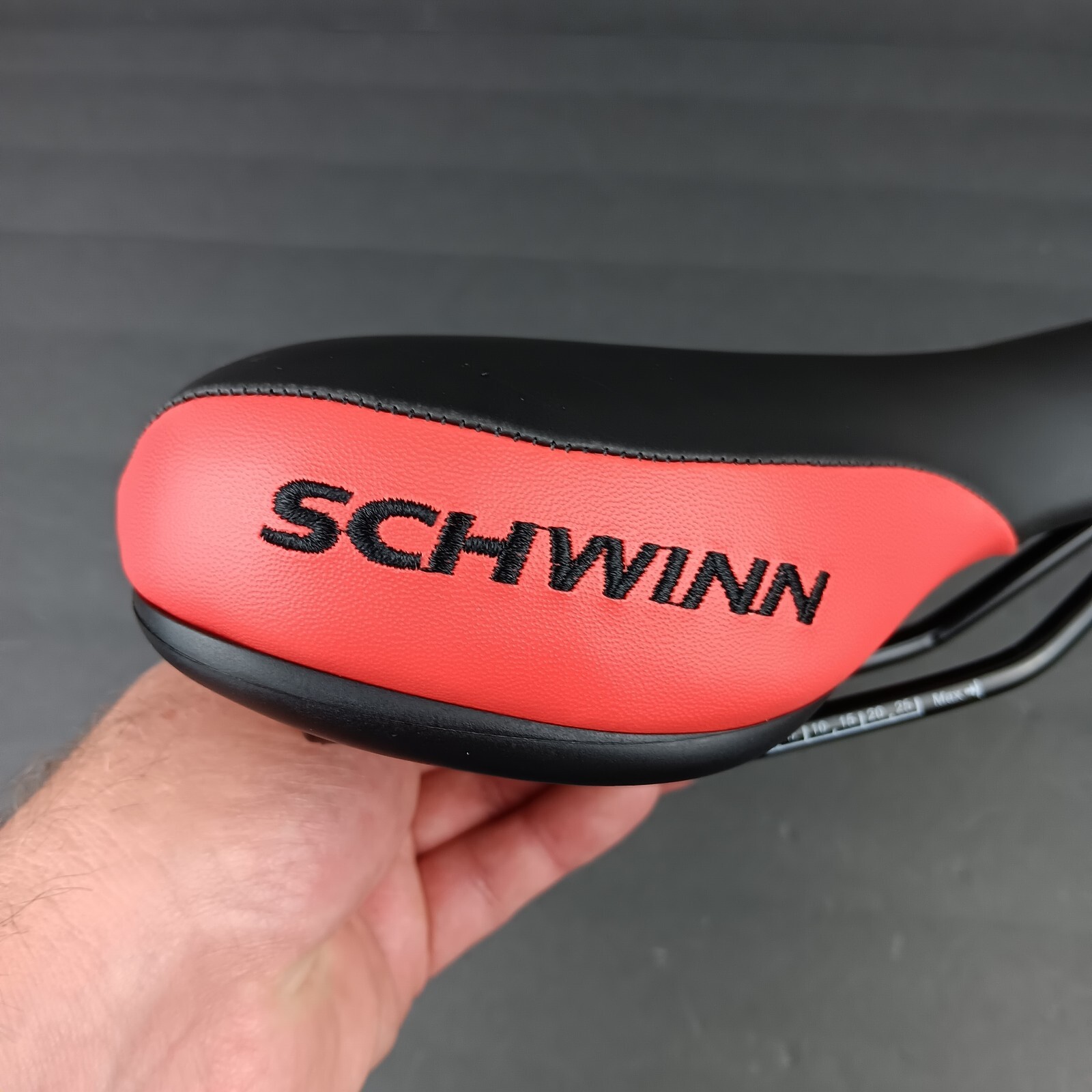 Schwinn Bicycle Seat Black & Red Saddle 10 1/4″ × 6 1/4″ Inches