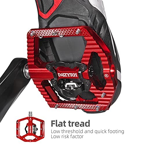 MTB Mountain Bike Pedals 3 Bearing Flat Platform Compatible with red 3 bearings