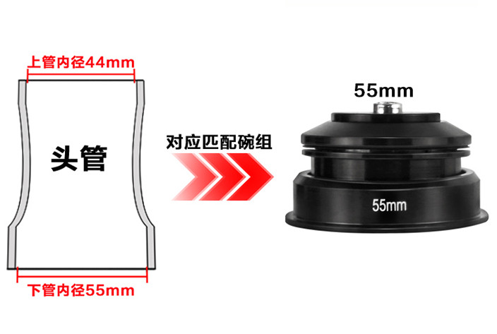 GINEYEA 44-55mm Cartridge Tapered Integrated 1-1/8′ 28.6 Steerer Bearing Headset