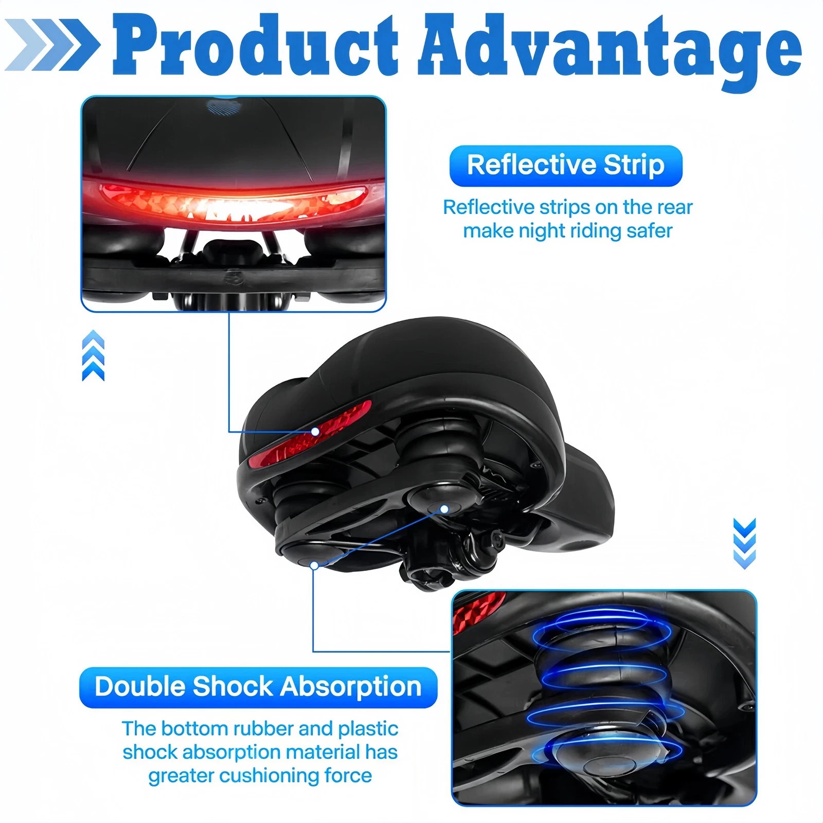 Comfort Bike Seat Cushion Soft Gel Extra Wide Big Bum Bicycle Saddle Pad Sporty