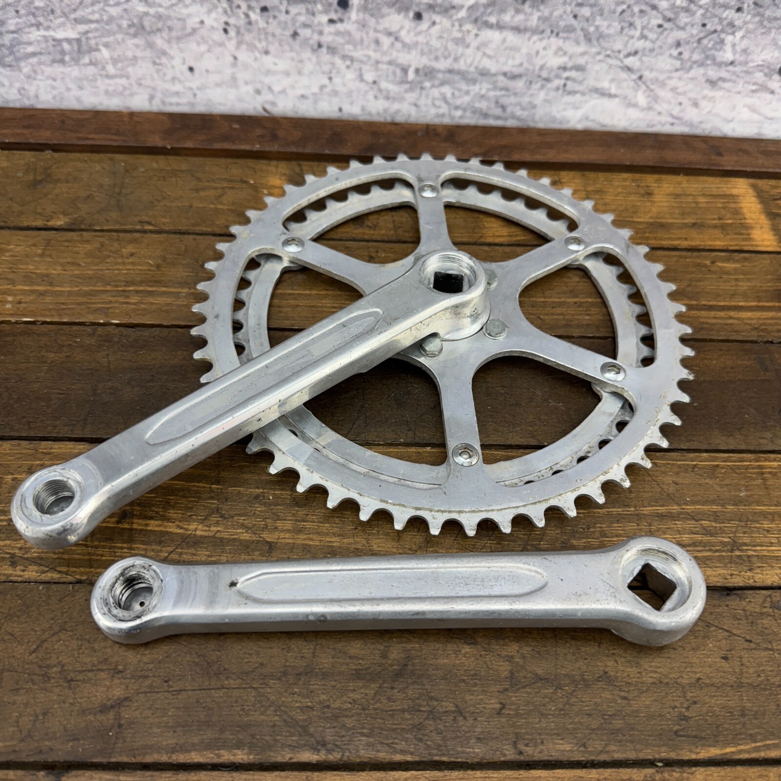 Vintage TA Crank Set 170 mm FRENCH Double 5 Arm 1970s France Eroica 130 BCD