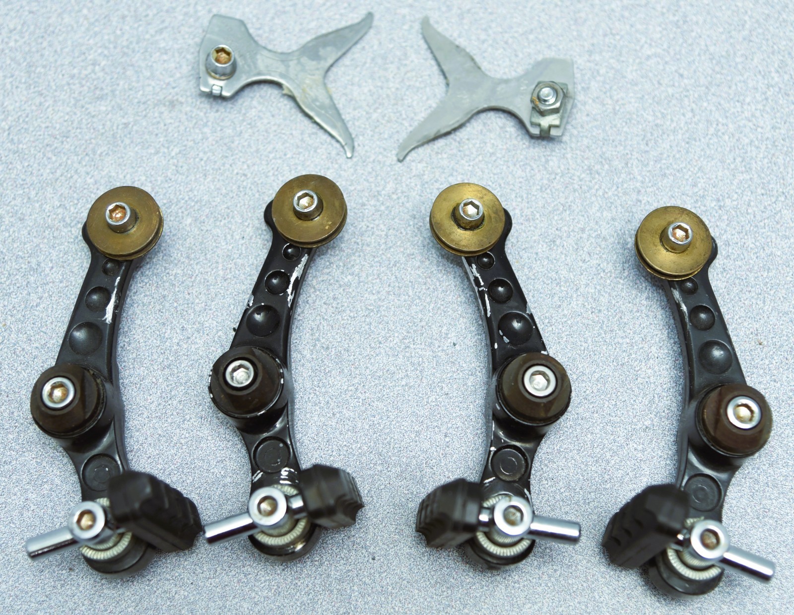 SUNTOUR ROLLER CAM BRAKE SET, FRONT/REAR COMPLETE, RARE BLACK! vintage mtb