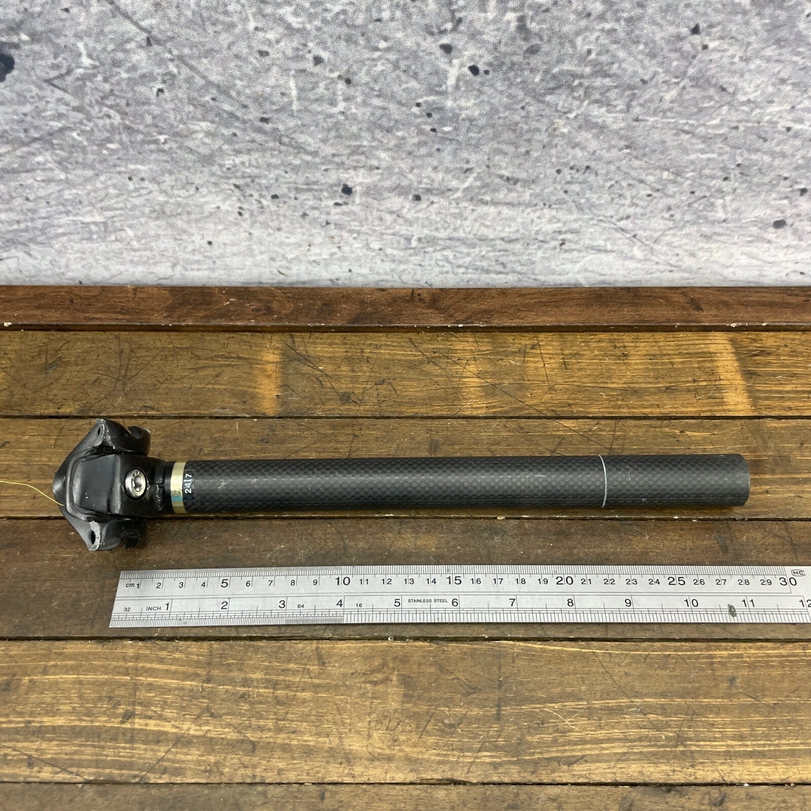 Vintage Sugino Carbon Fiber Seatpost 24.7 mm 285 mm MTB Road 24.7 mm Grooved