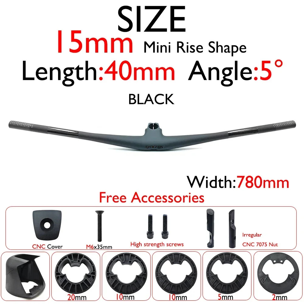 SYNCROS Carbon Integrated MTB Handlebar 4°/5°,15/25mm Rise for Sparks Frame