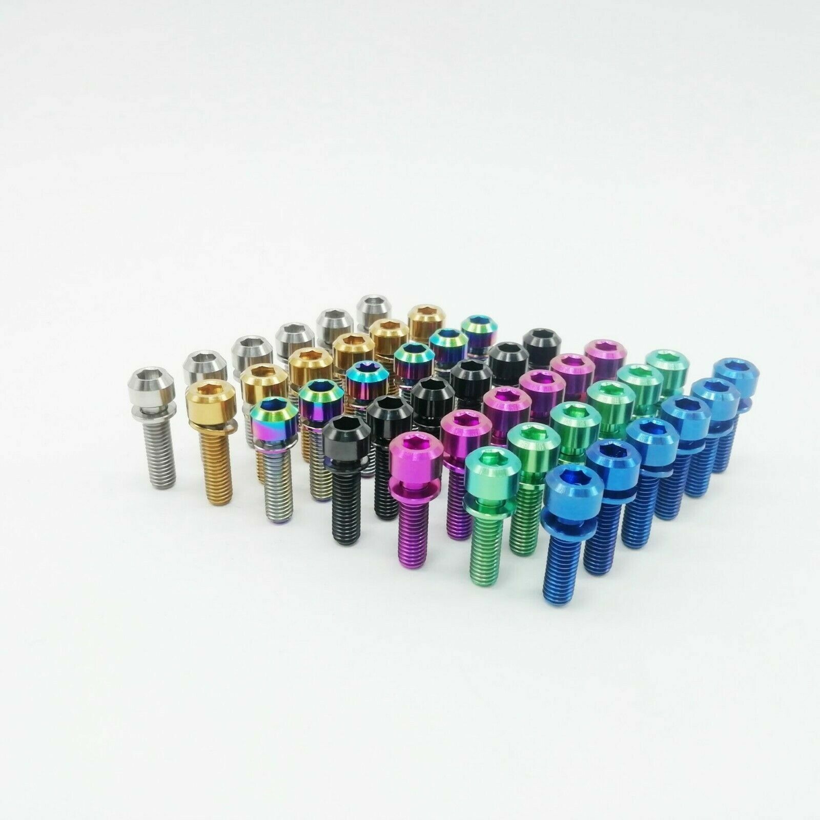 6 Pcs Titanium Ti M5 M6 Hex Socket Washer Round Head Bolt for Bike Bicycle Stem