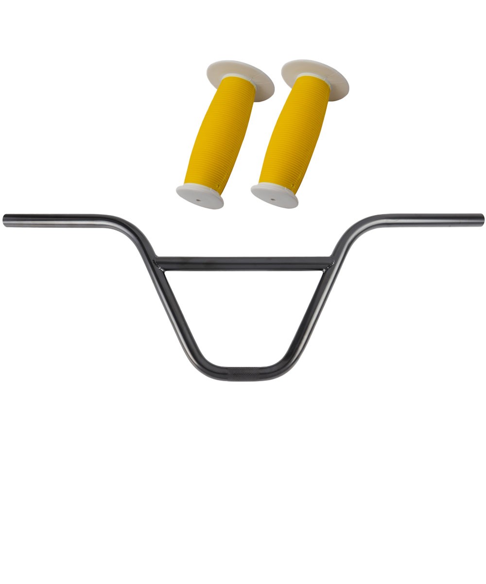 PRO+ 736 Black Handlebar & Yellow/White Mushroom Grips