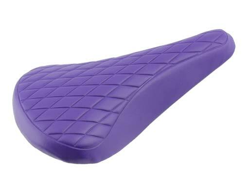 NEW! ABSOLUTE UNIVERSAL BMX BICYCLE VINYL SADDLE IN DIAMOND STYLE IN PURPLE.