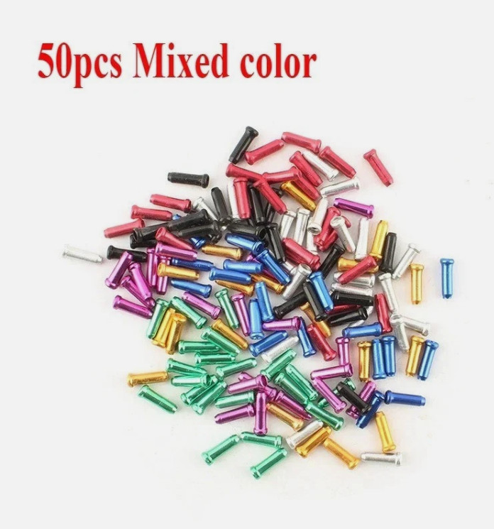 New 50 Pcs Aluminum Bike Bicycle Shifter Brake Cable Tips Caps Ends Crimps