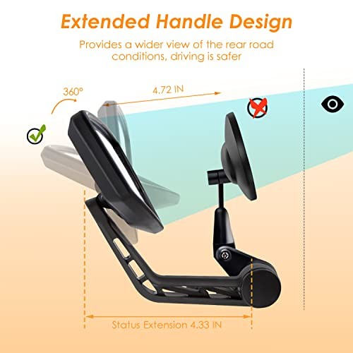 Bike Mirror for 0.59-0.65″ Diameter Handlebar HD Bar End Pentagonal B Left