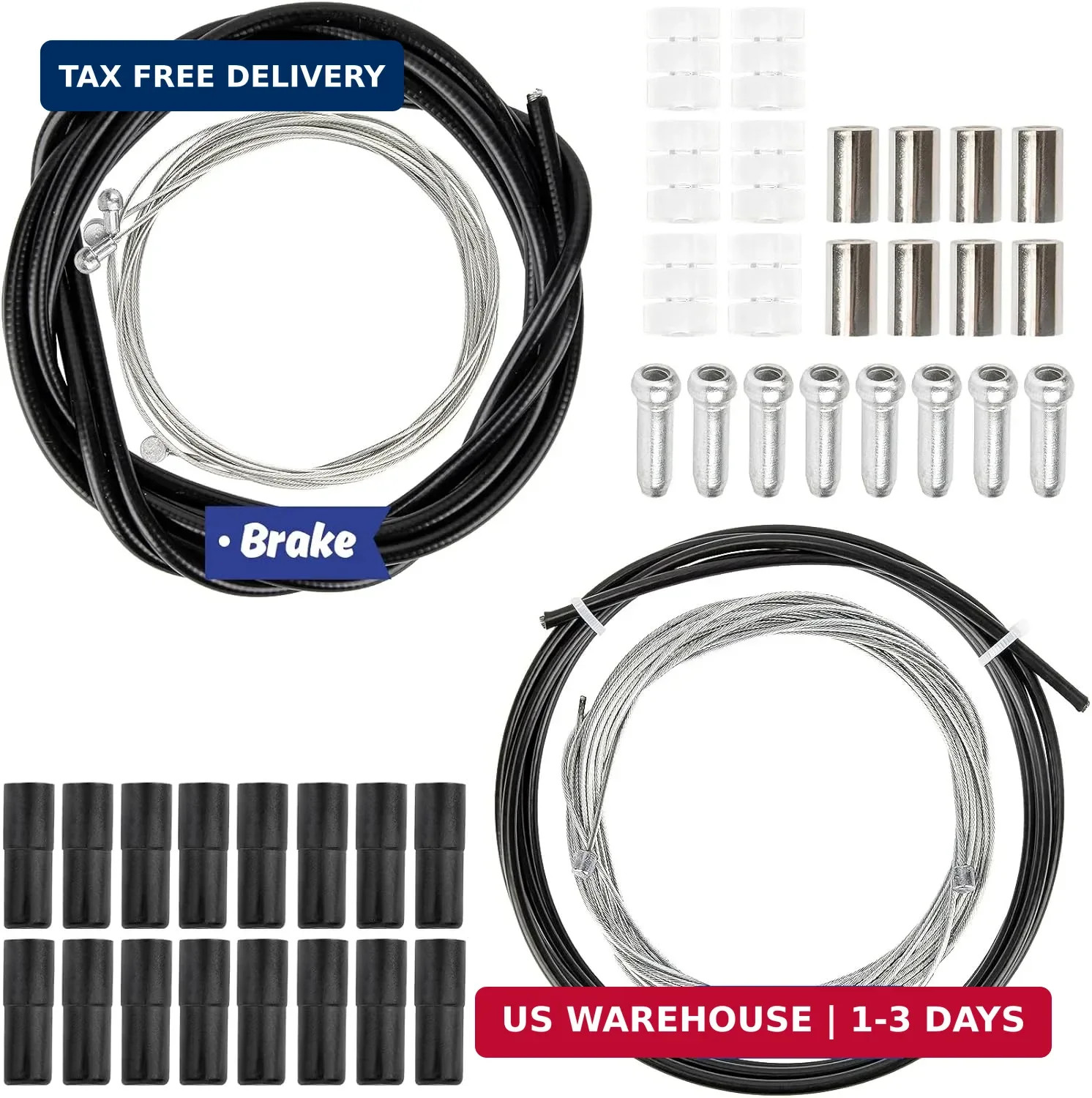 RAINFLOW 44PCS Bike Brake Cable Kit – Universal Bike Shifter Cable Housing Bicyc