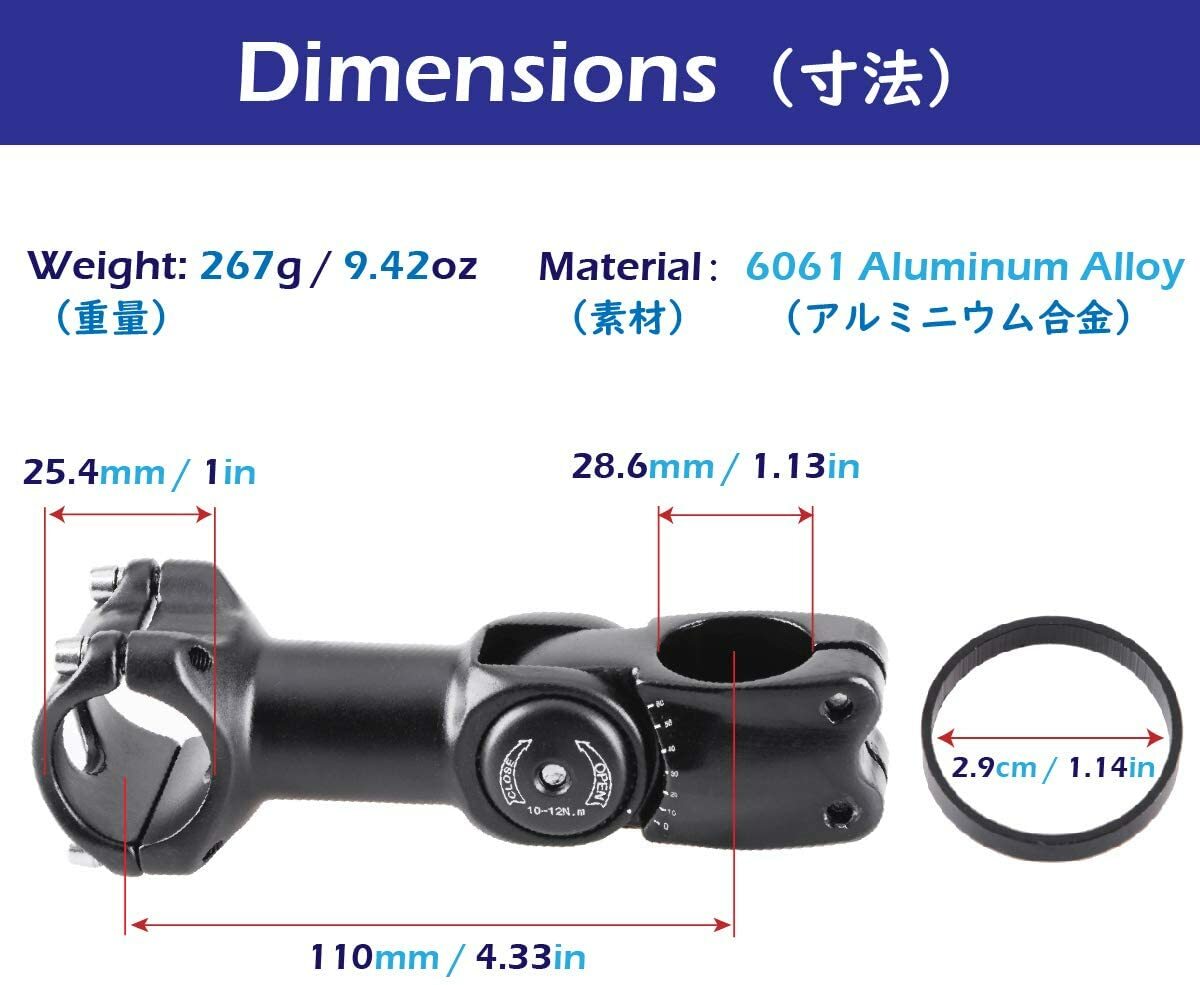 25.4/31.8mm MTB Bicycle Handlebar Mountain Road Bike Adjustable Stem Riser