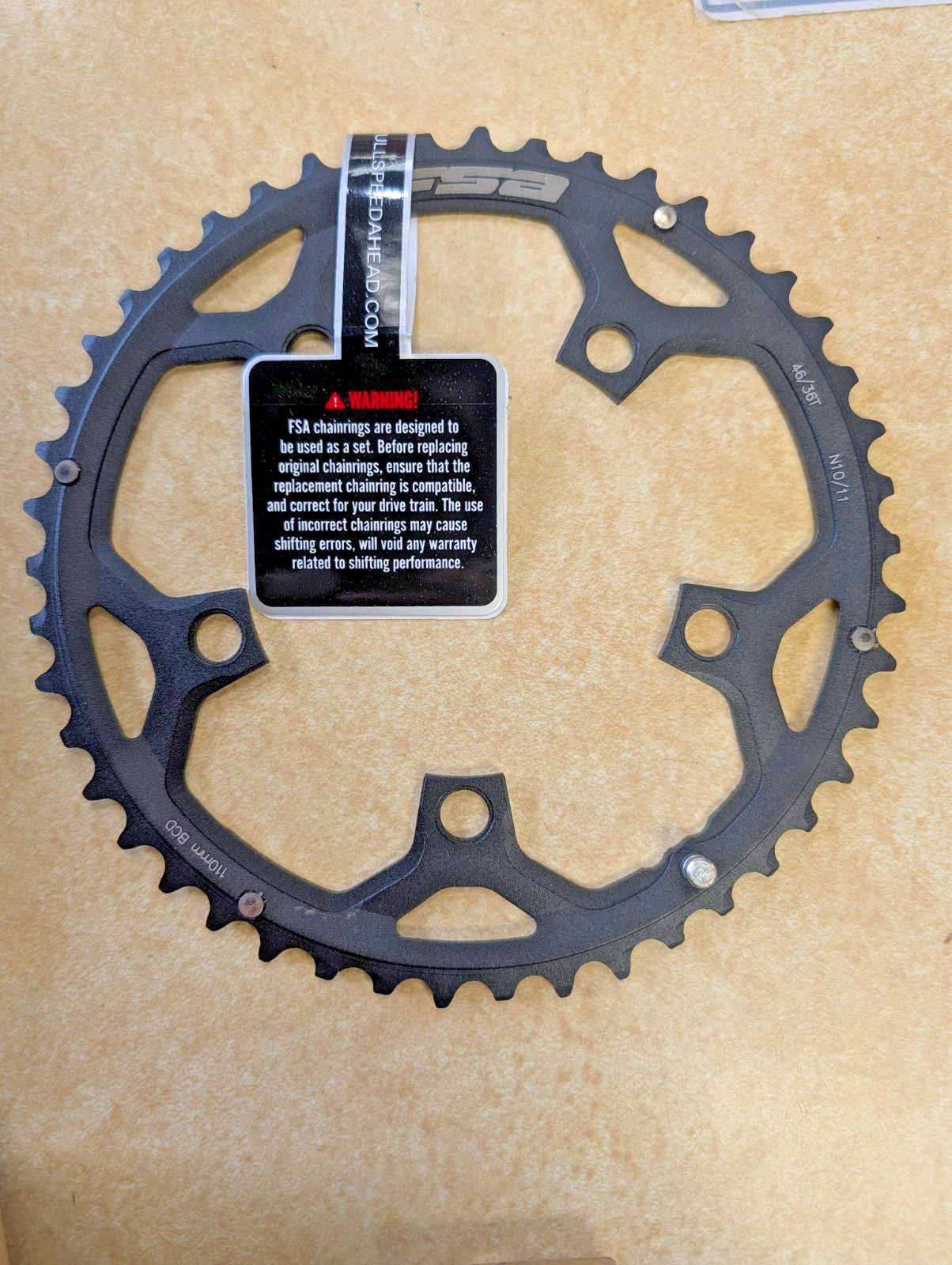 FSA Pro Road N-10/11 110 x 46t Chainring, Black