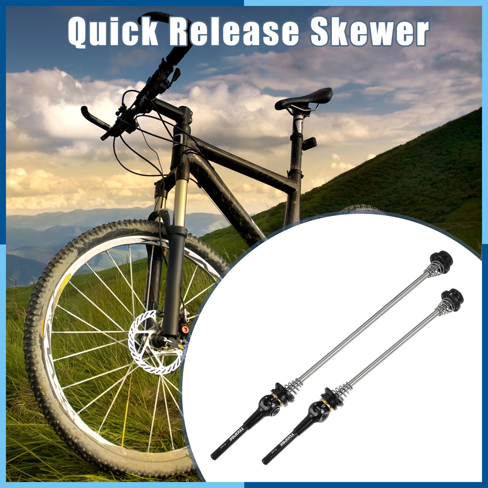 1 Pair Front Rear Bicycle Quick Release Axles Skewers Lever 140mm 180mm