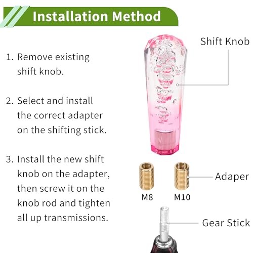 Diamond Two-tone Crystal Shift Knob Gear Shifter Knob Acrylic Stick Pink