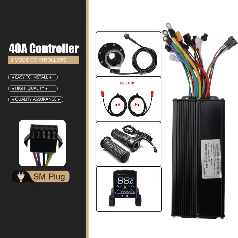 E-bike 40A 3-Mode Sine Wave Controller 36V 48V 1500W 2000W with LCD Display Set