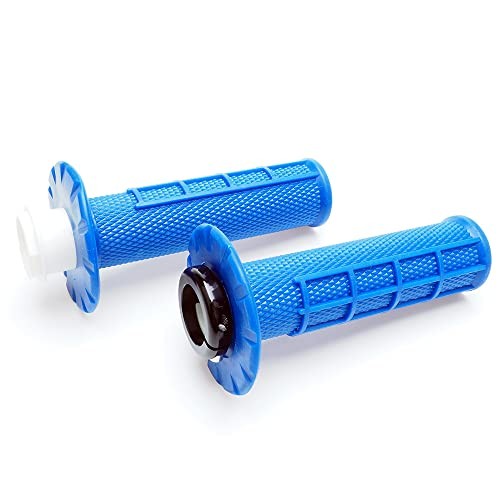 Anti-Slip Lock on Twist Throttle Handlebar Grips for Motorcycle Dirt bike Blue