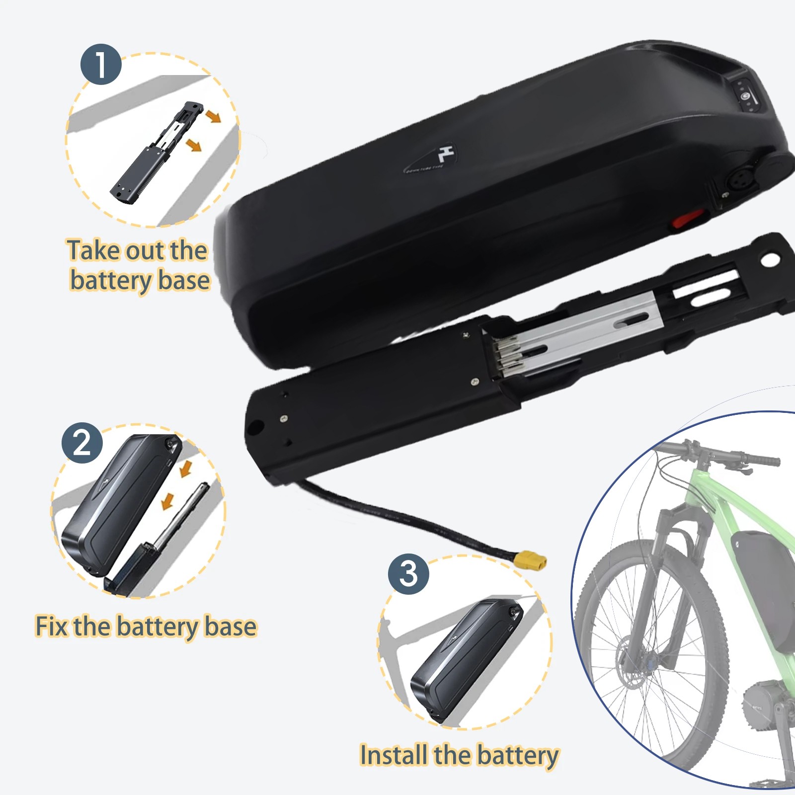 48V Hailong Lithium E bike Battery 48V 25Ah Electric Battery For 200-1400W Bike