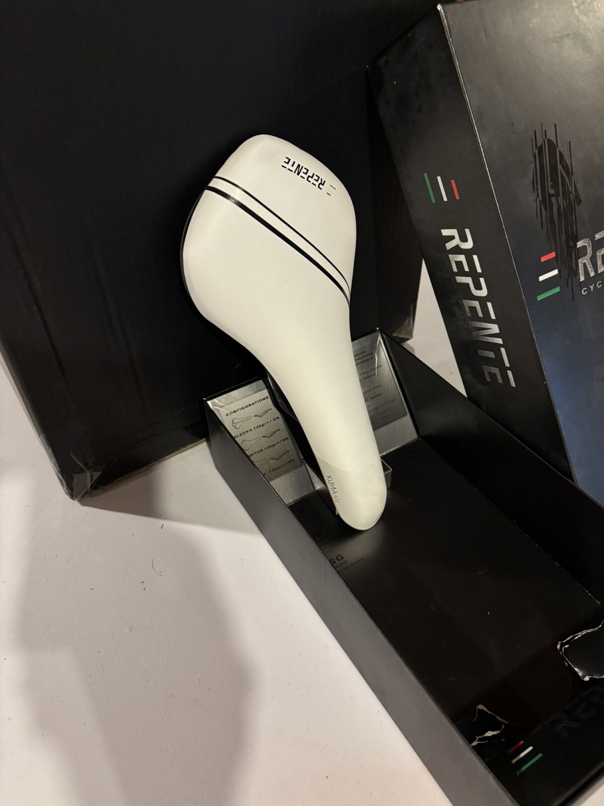 Selle Repente Kuma 4.0 Italian FULL Carbon bike Saddle WHITE TRIBAL -ITALY 145g