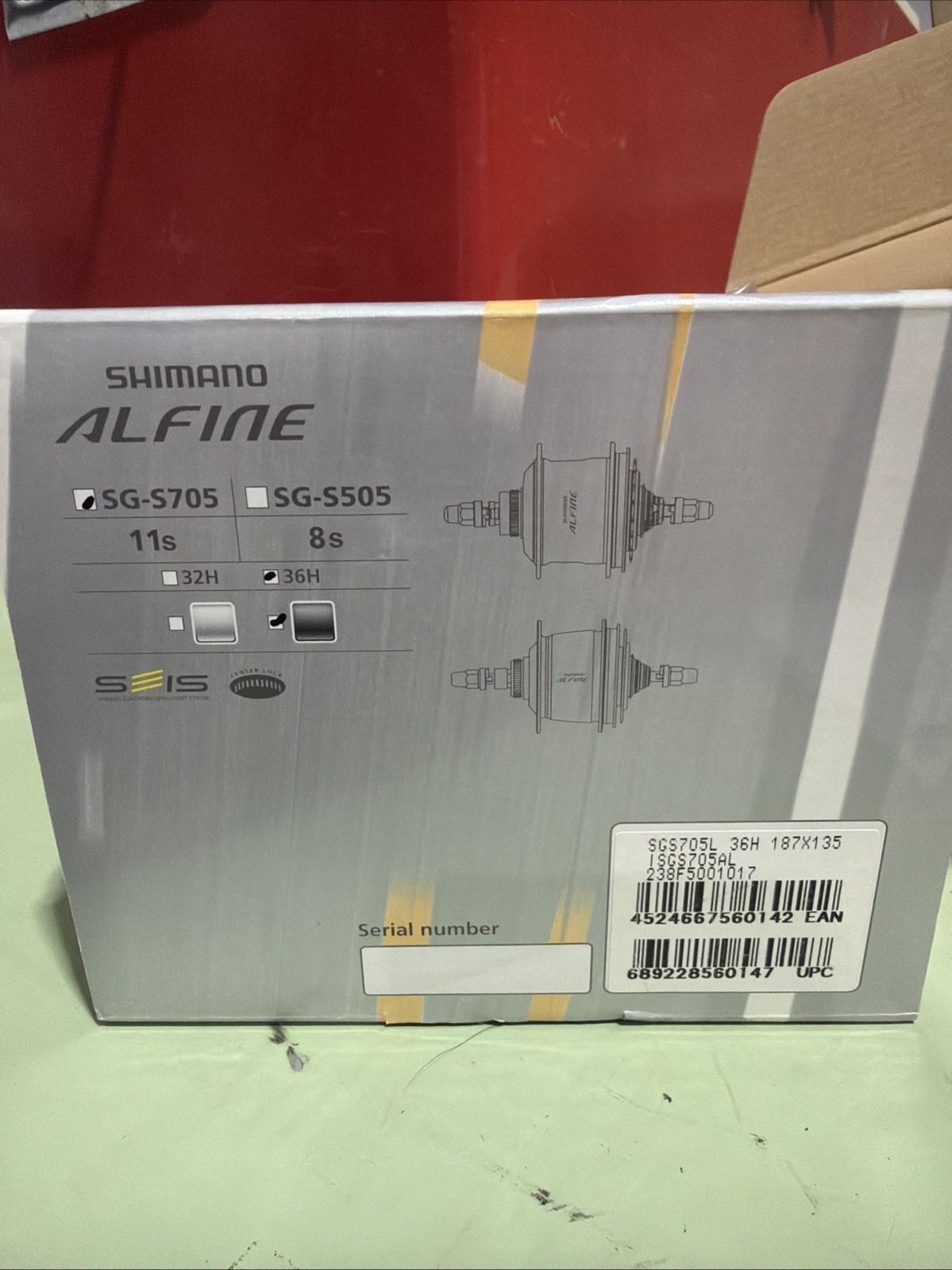 SHIMANO Alfine Di2 SG-S705 11 Speed Internal Geared Hub 135x187mm Black 36H