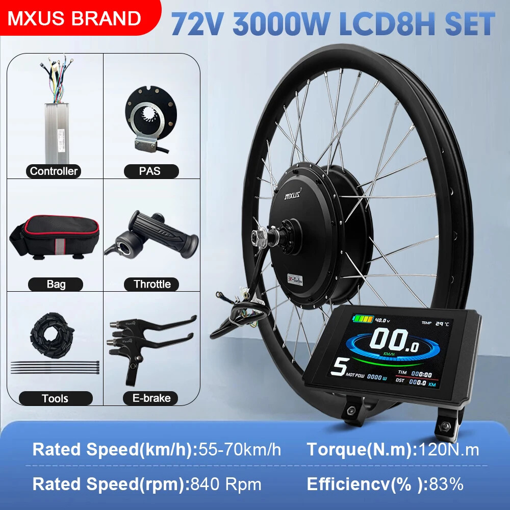 Mountain Electric Bike 72V 3000W Brushless Rear Hub Motor Wheel 20-29Inch 700C