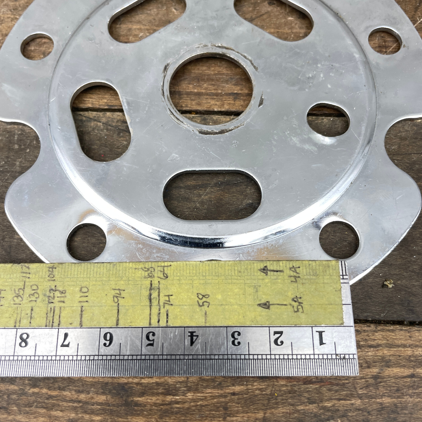 Old School BMX Power Plate Spider Chrome Disc 110 OG 80s Silver Freestyle