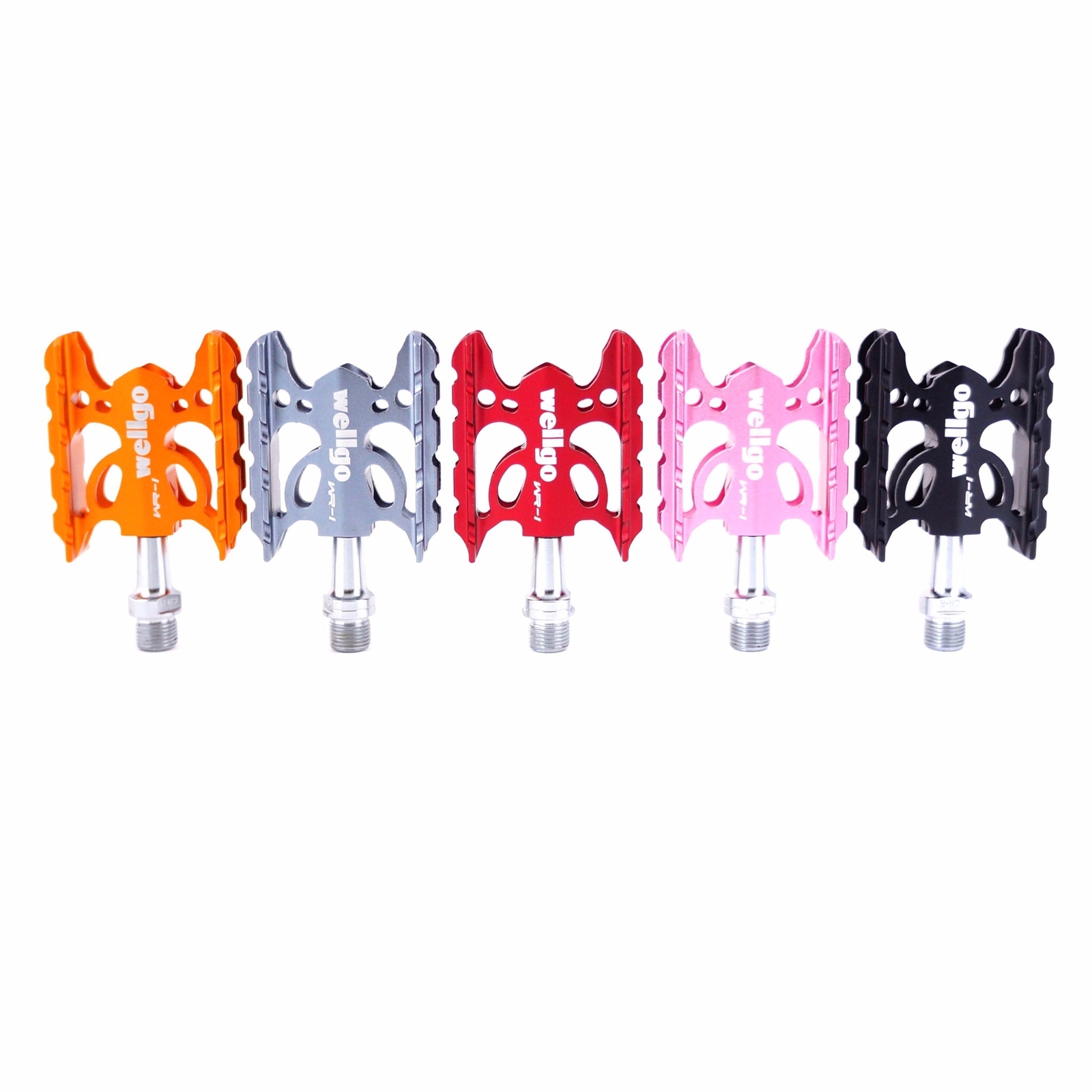 Wellgo WR-1 9/16″ Aluminum MTB Road Platform Bike Pedal-Black-Red-Gold-Pink-Gray