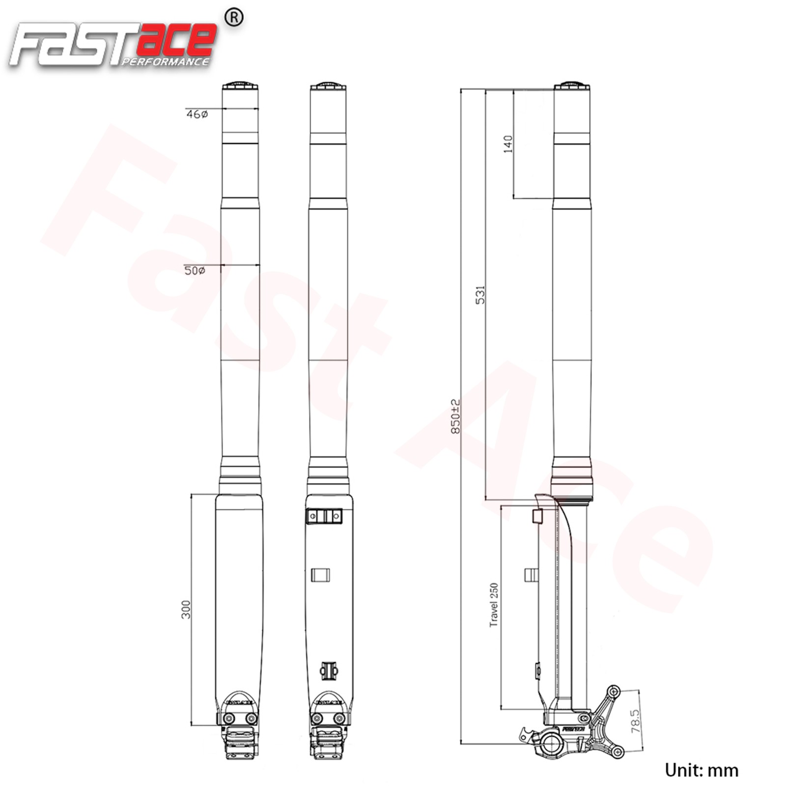 FASTace ALX26RC Front Fork Suspension for Surron Ultra Bee 250mm Travel 62LBS